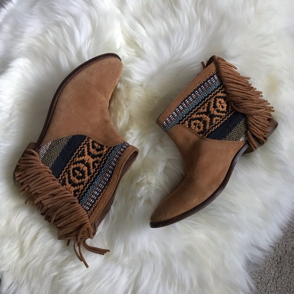 ZARA Trafaluc Bohemian Fringes Tribal Ankle Boots - Picture 5 of 8